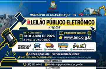 Guaraniaçu abre leilão eletrônico para venda de veículos e maquinários inservíveis